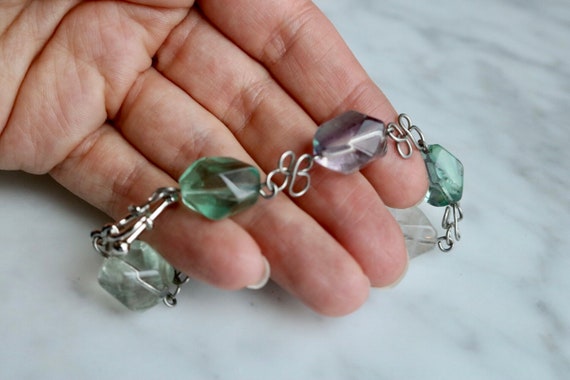 Biomorphic multicolored fluorite bracelet - image 5