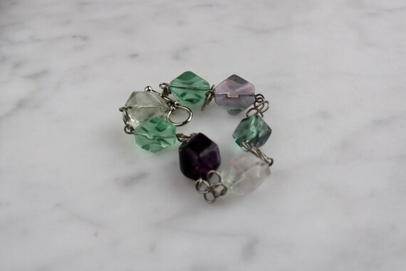 Biomorphic multicolored fluorite bracelet - image 4