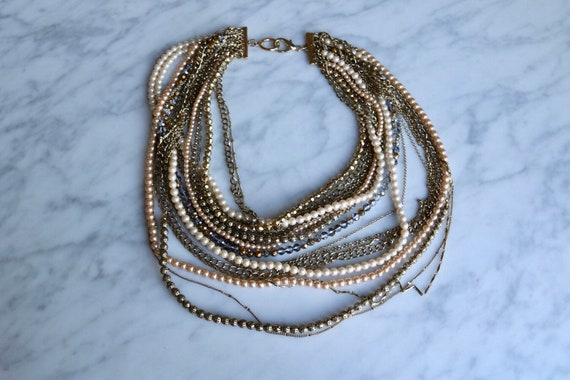 Dramatic Statement multi-strand necklace Sequin b… - image 1