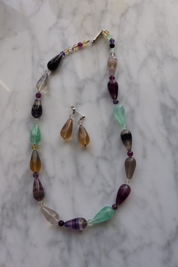 Artisan made natural stone necklace with matching 