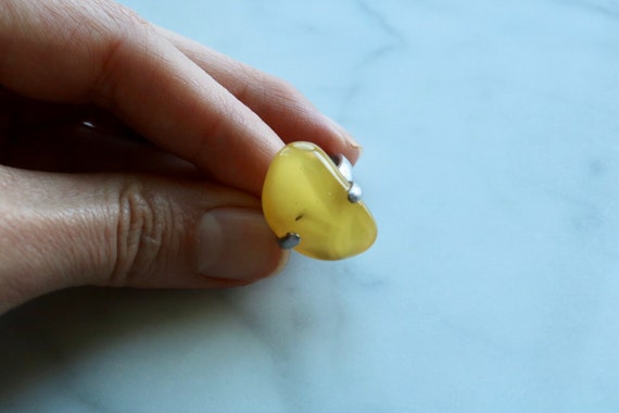 Butterscotch Baltic amber statement ring set in s… - image 5