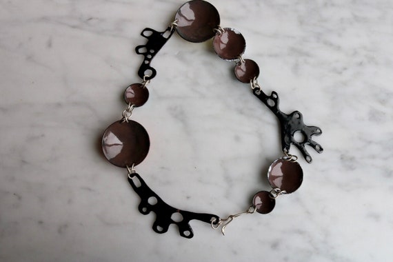 Enamel on Copper Post Modern statement necklace a… - image 5