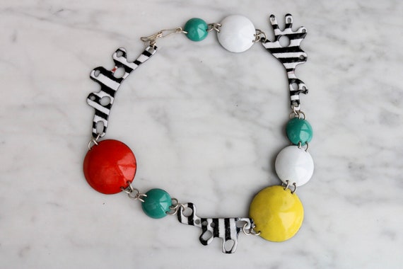 Enamel on Copper Post Modern statement necklace a… - image 2