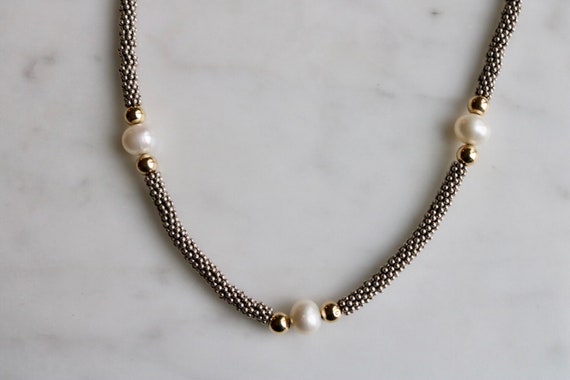 Timeless natural pearl, sterling silver, and gold… - image 9