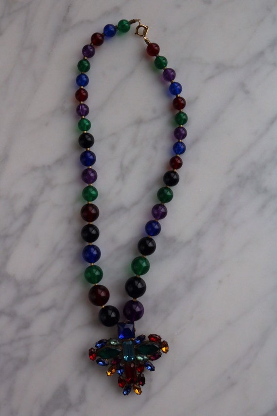Pin & Tube Long Golden Rhinestone Necklace main image 0
