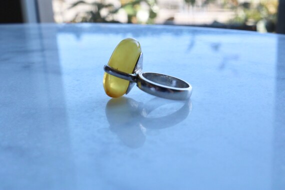 Butterscotch Baltic amber statement ring set in s… - image 7