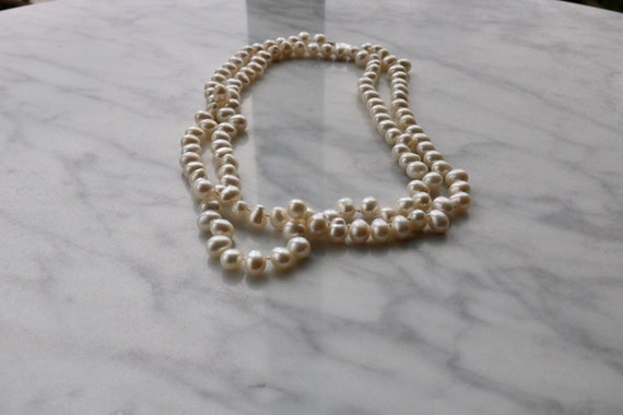 Long Irregular Pearl Necklace: Sterling Silver Cl… - image 5