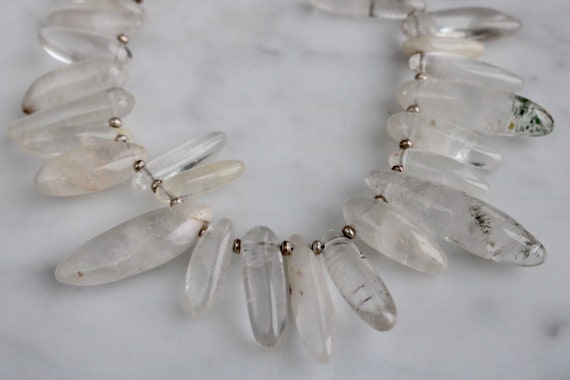Natural Drilled Rock Crystal necklace with sterli… - image 1