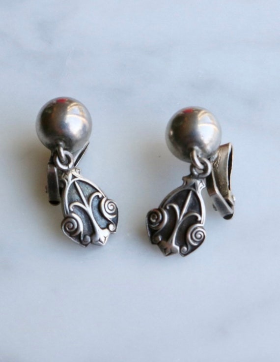 Vintage Jugendstil Art Nouveau sterling clip earri