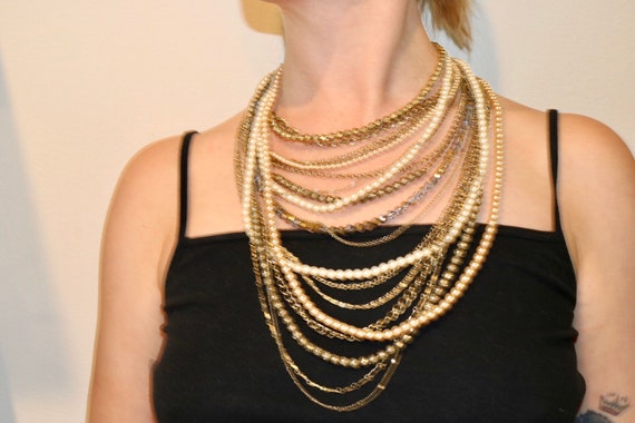 Dramatic Statement multi-strand necklace Sequin b… - image 3