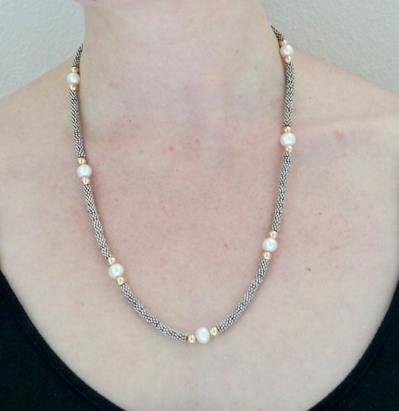 Timeless natural pearl, sterling silver, and gold… - image 7