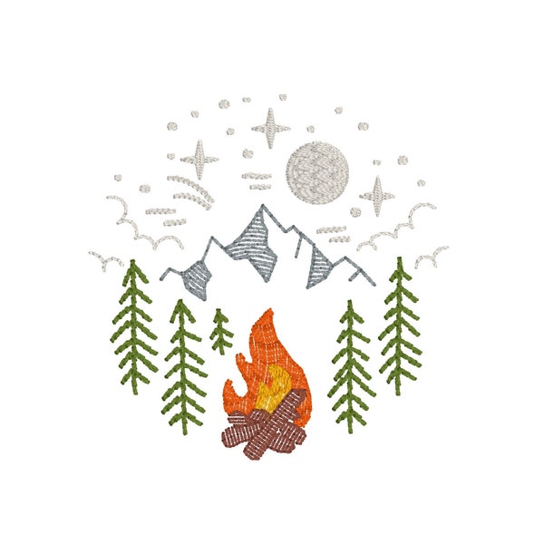 Camping Embroidery Etsy