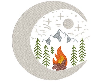 Instant Download Camping in the Moon Embroidery Design- 2