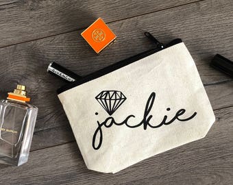 Monogrammed Make Up Bag, Bridesmaid Gift Bags, Bachelorette Party Favor Bags with Name, Maid of Honor Gift Bag