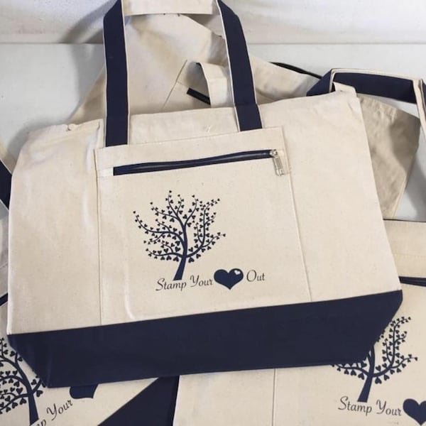 Customized Tote With Zipper, Personalized Totes