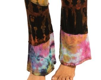 Tie Dye Bell Bottom Pants: Patchwork Bohemian Flare Leggings