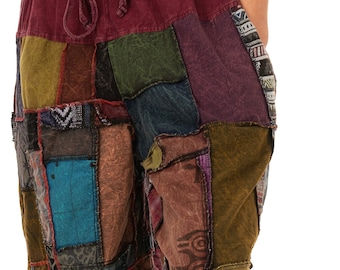 Pants Patchwork Cotton Harem Pants With Pockets Hippie Pants   Patchwork Pants Harem Pants      Hippie Patchwork Pants Boho Pants