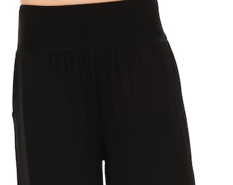 Pantalones anchos de color liso con bolsillos - 2368K