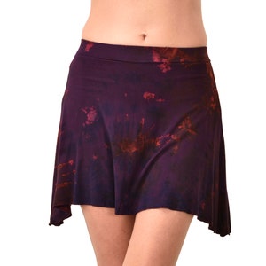 Skort Mini Shorts and Skirt Combo Hand Painted reverse Tie Dye Mudmee Ikat style on quality silky soft Rayon Spandex blended fabric