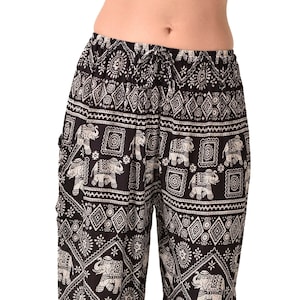 Pants Elephant Designer tailored Printed Thai Yoga Harem Aladdin Boho Rayon Hippie Festival with Elastic Waistband and Drawstring