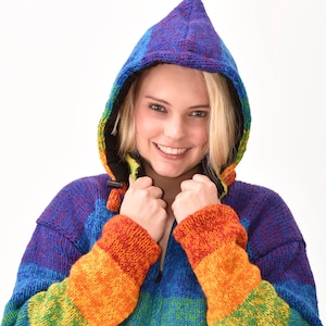 Handmade Merino Wool Fleece-Lined Hoodie: Himalayan Mountain Jacket