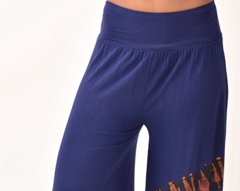 Tie Dye Wide Leg Pants: Bohemian Rayon Spandex Blend
