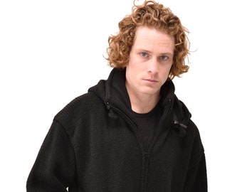 Handmade Merino Wool Fleece-Lined Hoodie: Himalayan Mountain Jacket