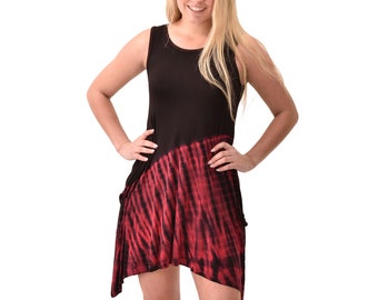 Tie Dye Rayon Sundress: Bohemian Pocket Dress, Fairy Hem