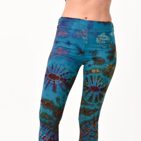 Tie Dye Leggings Tie Dye Yoga Pants Hippie Pants Tie Dye Tights Bohemian Pants Reverse Tie Dye Women Leggings Festival Pants