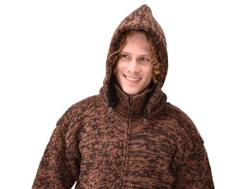 Handmade Merino Wool Himalayan Jacket: Fleece Lined Nordic Coat