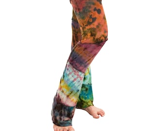 Tie Dye Bell Bottom Pants: Patchwork Bohemian Flare Leggings