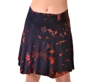 Hand-Painted Tie Dye Mini Skirt: Silky Rayon Blend, Bohemian Style