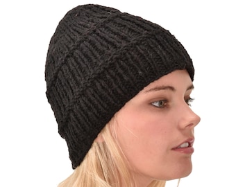 Gorro de lana merino tejido a mano: gorro de invierno holgado estilo Himalaya
