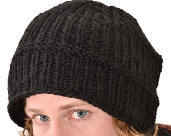 Hand Knitted Merino Wool Beanie: Himalayan Slouchy Winter Hat