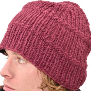 Hand Knitted 100% Merino Wool Snowboard Ski Himalayan Nepal Slouchy Beanie Polar Fleece Lined Woolen Stocking Cap Mens Winter Hat