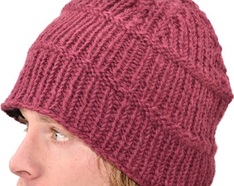 Hand Knitted Merino Wool Slouchy Beanie: Himalayan Winter Hat