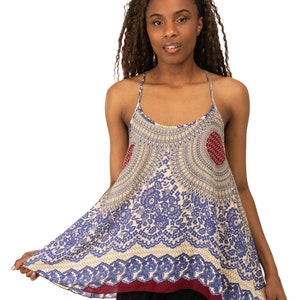 Peacock Print Rayon Cami Top: Bohemian Hippie Clothing