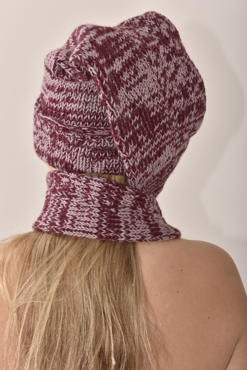 Hand Made 100 Merino Wool Long Tail Hat Scarf Combo Ski Cap Etsy