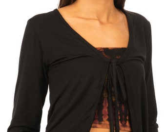 Cardigan Tie-Front solid Color Cardigan