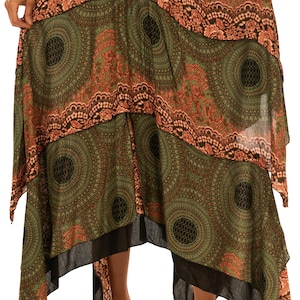 Rose Print Fairy Skirt: Bohemian Rayon Elastic Waist printed skirt