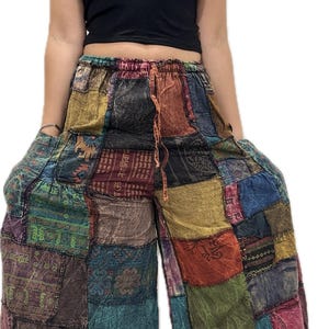Pants Patchwork Cotton Wide-Leg Pants With Pockets Hippie Pants  Patchwork Pants  Hippie Patchwork Pants Boho Pants