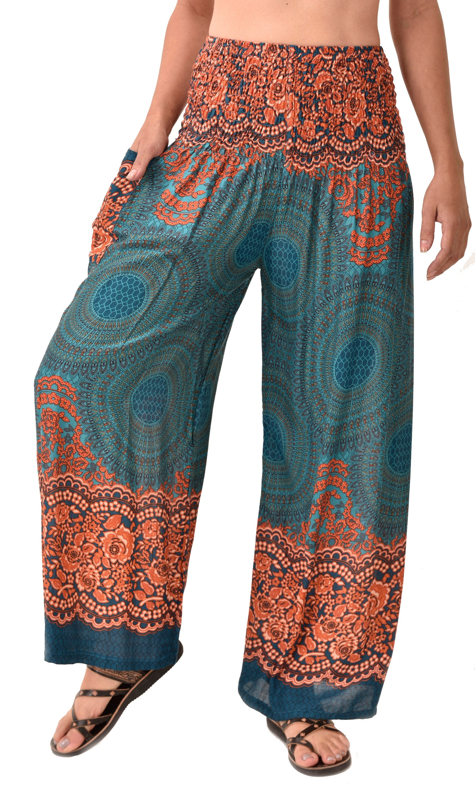 Pants Honeycomb Wide Leg Designer Fit Printed Thai Yoga