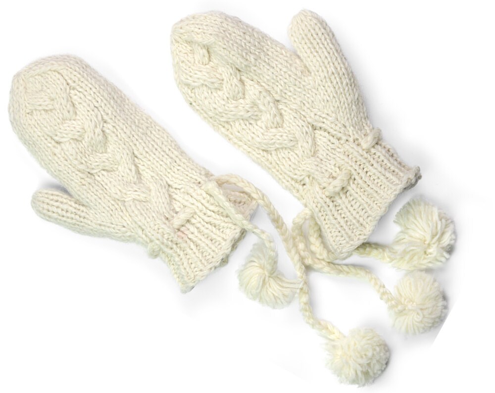 Hand Knitted Merino Wool Mittens New Zealand Merino Wool Etsy