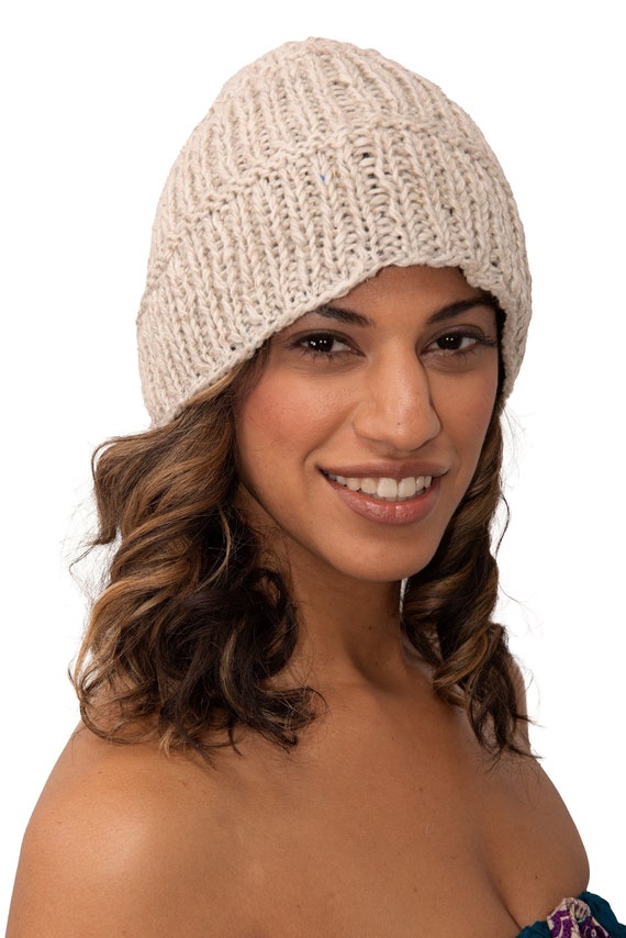 Buy Hand Knitted Merino Wool Slouchy Beanie: Polar Fleece Lined
