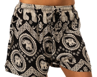 Elephant Print Rayon Shorts: Hippie Festival Style - Main Image