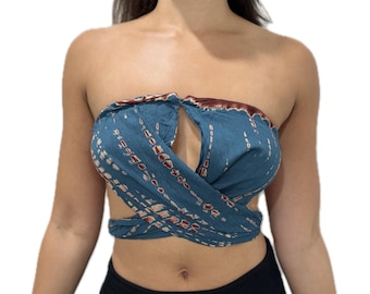 Góra bikini z wiskozy tie-dye – regulowana góra boho festival