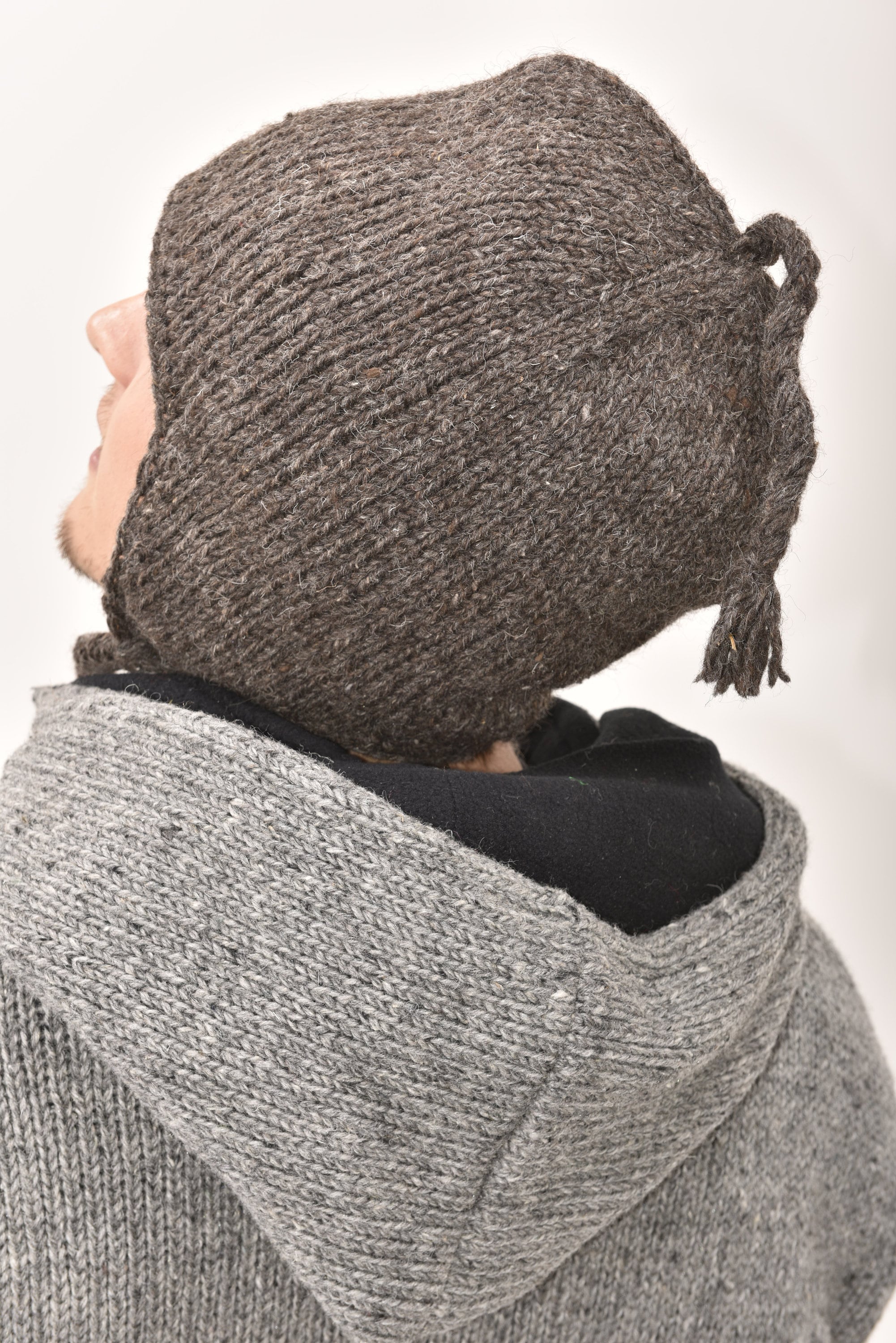 Hand Knit Merino Wool Sherpa Hat: Fleece Lined Earflap  display picture 2