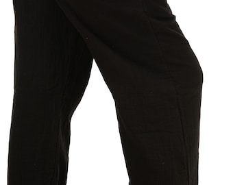 Baumwoll-Gauze Hose : Frauen Loose Fit Taschenhose