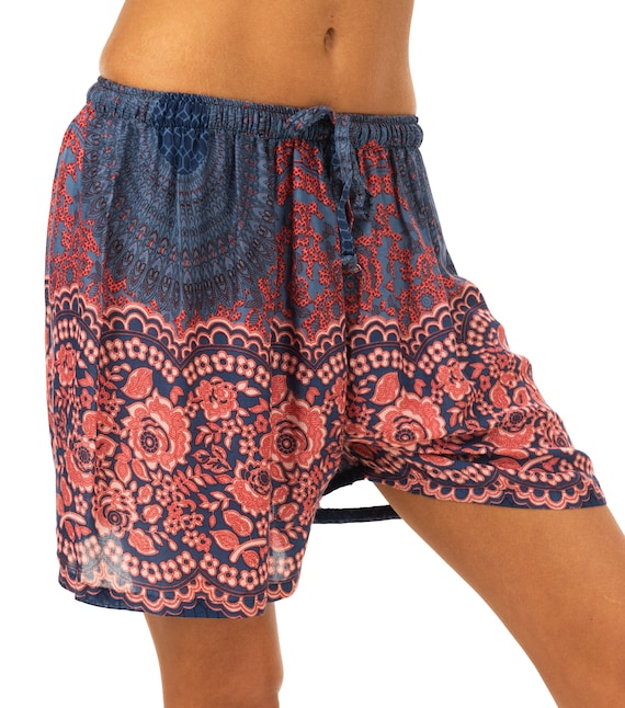 Shorts Rose Flower Printed Hippy Festival Shorts Printed on High Quality Silky Soft Rayon With Matching Drawstring and Elastic Waistband Etsy Canada