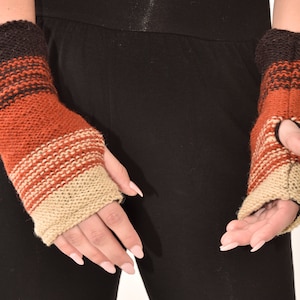Handmade Merino Wool Fingerless Arm Warmers: Polar Fleece Lined